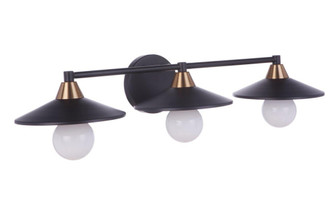Isaac 3 Light Vanity in Flat Black/Satin Brass (20|12529FBSB3)