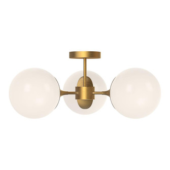 Nouveau 26-in Aged Gold/Opal Matte Glass 3 Lights Semi Flush Mount (7713|SF505326AGOP)
