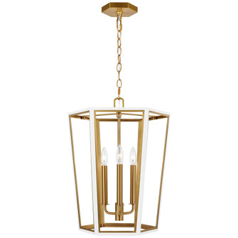 Curt traditional dimmable indoor small 3-light lantern chandelier in a matte white finish with gold (7725|AC1083MWTBBS)