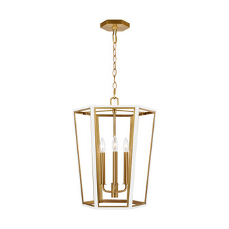 Curt traditional dimmable indoor small 3-light lantern chandelier in a matte white finish with gold (7725|AC1083MWTBBS)