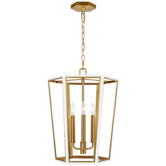 Curt traditional dimmable indoor small 3-light lantern chandelier in a matte white finish with gold (7725|AC1083MWTBBS)