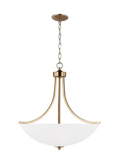 Geary traditional indoor dimmable large 4-light pendant in satin brass with a satin etched glass sha (38|6616504-848)