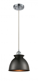 Adirondack - 1 Light - 8 inch - Polished Chrome - Cord hung - Mini Pendant (3442|516-1P-PC-M14-BK-LED)
