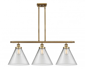 Cone - 3 Light - 36 inch - Brushed Brass - Stem Hung - Island Light (3442|916-3I-BB-G42-L)
