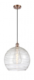Athens Deco Swirl - 1 Light - 14 inch - Antique Copper - Cord hung - Pendant (3442|516-1P-AC-G1213-14-LED)