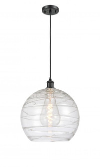Athens Deco Swirl - 1 Light - 14 inch - Matte Black - Cord hung - Pendant (3442|516-1P-BK-G1213-14)