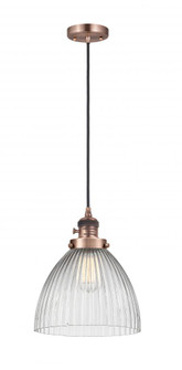 Seneca Falls - 1 Light - 10 inch - Antique Copper - Cord hung - Mini Pendant (3442|201CSW-AC-G222-LED)