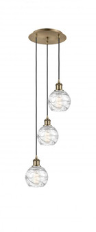 Athens Deco Swirl - 3 Light - 12 inch - Antique Brass - Cord hung - Multi Pendant (3442|113B-3P-AB-G1213-6)