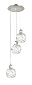 Athens Deco Swirl - 3 Light - 12 inch - Polished Nickel - Cord hung - Multi Pendant (3442|113B-3P-PN-G1213-6)