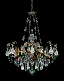 Renaissance Rock Crystal 8 Light 120V Pendant in Black with Olivine & Smoke Quartz Crystal (168|3587-51OS)