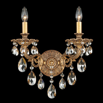 Milano 2 Light 120V Wall Sconce in Etruscan Gold with Clear Heritage Handcut Crystal (168|5642-23H)