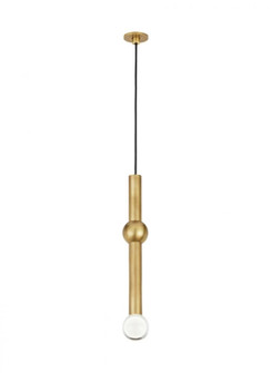 Modern Guyed dimmable LED Port Alone Ceiling Pendant Light in a Natural Brass/Gold Colored finish (7355|700TRSPAGYD1PNB-LED930)