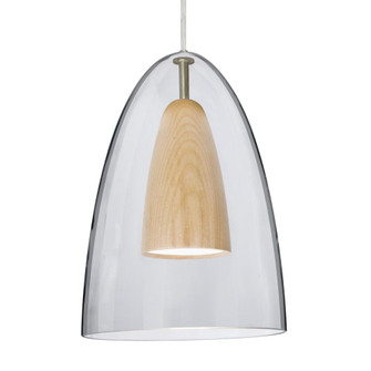 Besa, Dano Cord Pendant, Clear/Natural, Satin Nickel Finish, 1x9W LED, 15Ft. Cord (127|1JT-DANOCLNA-LED-SN-L)