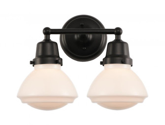 Olean - 2 Light - 15 inch - Matte Black - Bath Vanity Light (3442|623-2W-BK-G321)