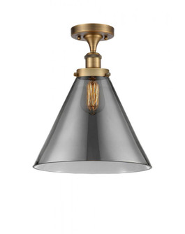Cone - 1 Light - 12 inch - Brushed Brass - Semi-Flush Mount (3442|916-1C-BB-G43-L)