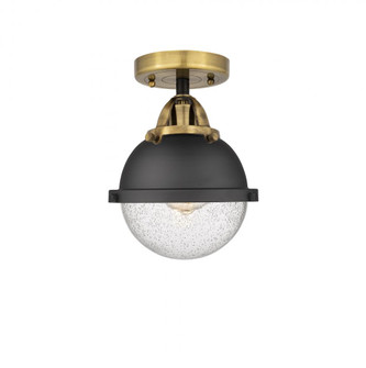 Hampden - 1 Light - 7 inch - Black Antique Brass - Semi-Flush Mount (3442|288-1C-BAB-HFS-64-BK-LED)