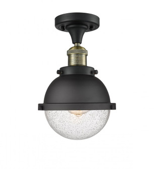 Hampden - 1 Light - 7 inch - Black Antique Brass - Semi-Flush Mount (3442|517-1CH-BAB-HFS-64-BK-LED)