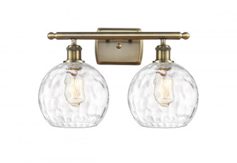 Athens Water Glass - 2 Light - 18 inch - Antique Brass - Bath Vanity Light (3442|516-2W-AB-G1215-8-LED)