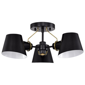Baxter; 3 Light Semi-Flush; Black with Burnished Brass (81|60/7384)