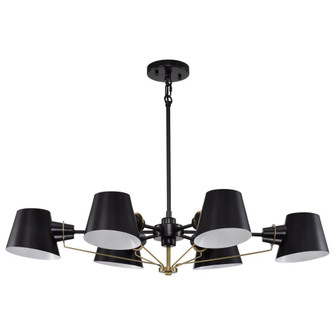 Baxter; 6 Light Oval Chandelier; Black with Burnished Brass (81|60/7386)