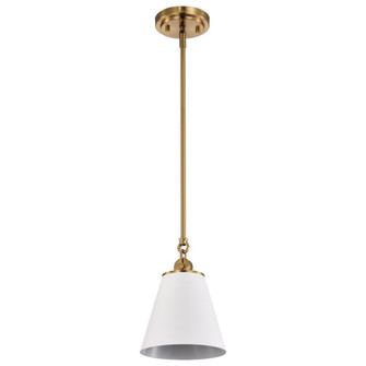 Dover; 1 Light; Small Pendant; White with Vintage Brass (81|60/7409)