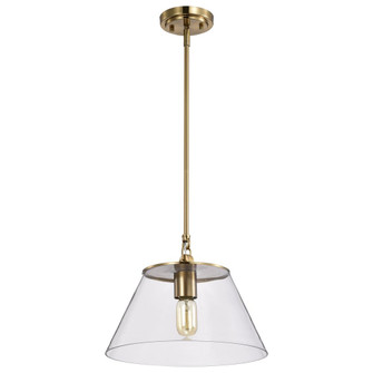 Dover; 1 Light; Medium Pendant; Vintage Brass with Clear Glass (81|60/7413)