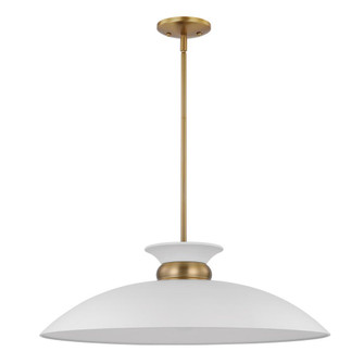 Perkins; 1 Light; Large Pendant; Matte White with Burnished Brass (81|60/7465)