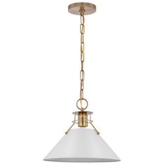 Outpost; 1 Light; Medium Pendant; Matte White with Burnished Brass (81|60/7524)