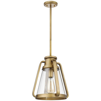 Everett; 1 Light 10 Inch Pendant; Natural Brass with Clear Glass (81|60/7562)