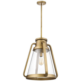 Everett; 1 Light 18 Inch Pendant; Natural Brass with Clear Glass (81|60/7564)