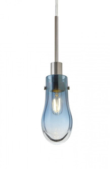 Besa, Wish Cord Pendant, Blue/Clear, Satin Nickel Finish, 1x4W LED Filament (127|1JT-WISHBL-EDIL-SN)