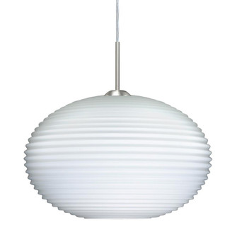 Besa Pendant For Multiport Canopy Pape 12 Satin Nickel Opal Ribbed 1x9W LED, 15Ft. Co (127|J-491307-LED-SN-L)