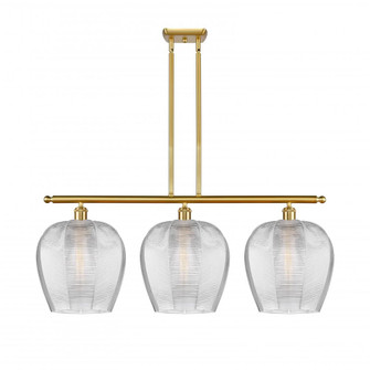 Norfolk - 3 Light - 38 inch - Satin Gold - Stem hung - Island Light (3442|516-3I-SG-G462-12-LED)
