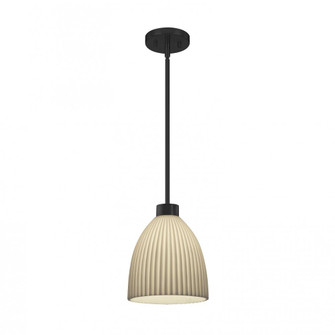 1-Light Large Tapered Cylinder Curved Pendant (254|PNA-8814-18-PLET-MBLK-RIGID)