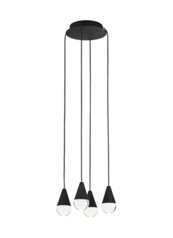 Modern Cupola dimmable LED 4-light Chandelier Ceiling Light in a Nightshade Black finish (7355|700TRSPCPA4RB-LED930)