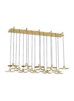 Modern Eaves dimmable LED 18-light in a Natural Brass/Gold Colored finish Ceiling Chandelier (7355|700TRSPEVS18TNB-LED930120)