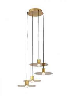 Modern Eaves dimmable LED 4-light in a Natural Brass/Gold Colored finish Ceiling Chandelier (7355|700TRSPEVS4RNB-LED930)
