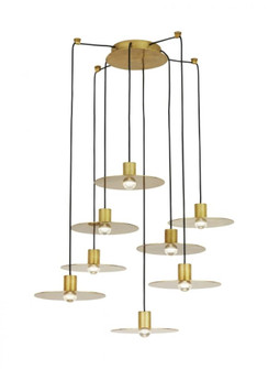 Modern Eaves dimmable LED 8-light in a Natural Brass/Gold Colored finish Ceiling Chandelier (7355|700TRSPEVS8RNB-LED930)