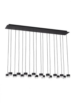 Modern Gable dimmable LED 18-light Ceiling Chandelier in a Nightshade Black finish (7355|700TRSPGBL18TB-LED930277)