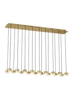Modern Gable dimmable LED 18-light Ceiling Chandelier in a Natural Brass/Gold Colored finish (7355|700TRSPGBL18TNB-LED930277)