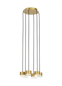 Modern Gable dimmable LED 6-light Ceiling Chandelier in a Natural Brass/Gold Colored finish (7355|700TRSPGBL6RNB-LED930)