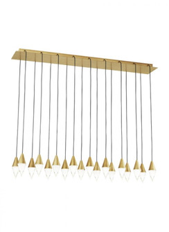 Modern Turret dimmable LED 18-light Ceiling Chandelier in a Natural Brass/Gold Colored finish (7355|700TRSPTRT18TNB-LED930277)
