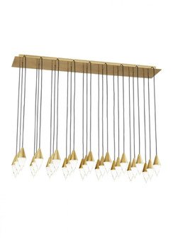 Modern Turret dimmable LED 27-light Ceiling Chandelier in a Natural Brass/Gold Colored finish (7355|700TRSPTRT27TNB-LED930120)