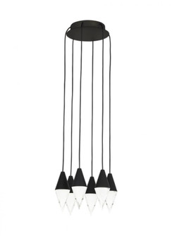 Modern Turret dimmable LED 6-light Ceiling Chandelier in a Nightshade Black finish (7355|700TRSPTRT6RB-LED930)