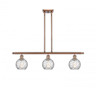 Athens Water Glass - 3 Light - 36 inch - Antique Copper - Stem hung - Island Light (3442|516-3I-AC-G1215-6-LED)
