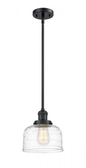 Bell - 1 Light - 8 inch - Matte Black - Stem Hung - Mini Pendant (3442|201S-BK-G713-LED)