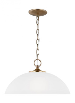 Geary traditional indoor dimmable 1-light pendant in satin brass with a satin etched glass shade (38|6516501-848)