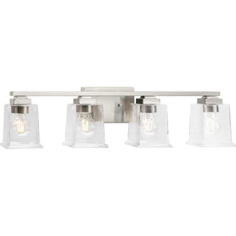 Gilmour Collection Four-Light Modern Farmhouse Brushed Nickel Clear Glass Bath Vanity Light (149|P300380-009)