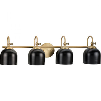 Dalton Collection Four-Light Farmhouse Vintage Brass Metal Shade Bath Vanity Light (149|P300384-163)