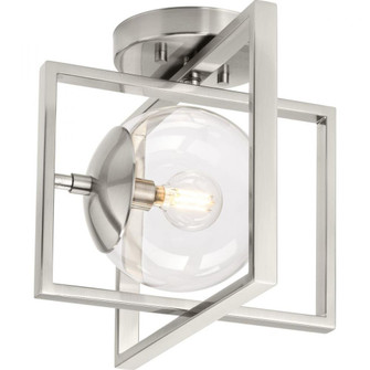 Atwell Collection 10'' One-Light Mid-Century Modern Brushed Nickel Clear Glass Semi-Flush Mount L (149|P350218-009)